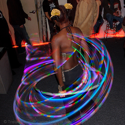 joy spinning a LED hula hoop (san francisco), glowing, hula hoop, hula hooping, led hoop, led lights, light hoop, night
