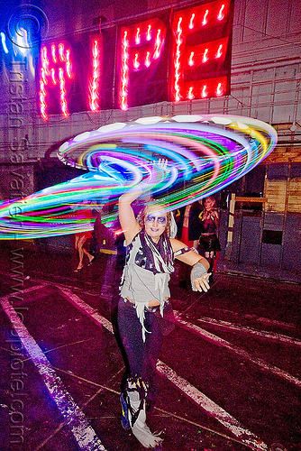 katie with glow hulahoop, costume, ghostship 2009, glowing, halloween, hula hoop, led light, party, ripe, woman