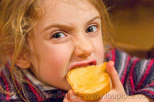 kid devouring toast, apolline, blonde, breakfast, child, devouring, eating, honey, kid, little girl, making faces, toast, toasted bread