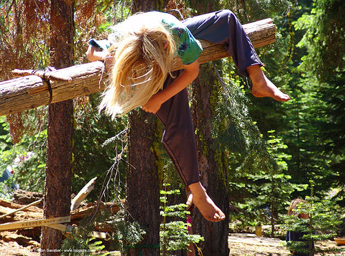 kid-on-swing - rainbow gathering - hippie, child, hippie, kid