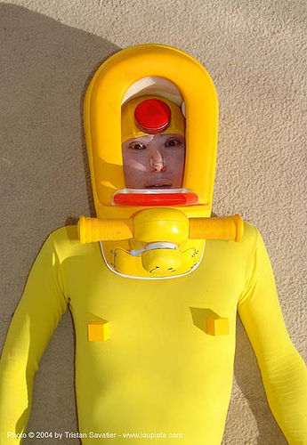 kid toilet costume - burning man 2004, burning man, child toilet, colorful, costume, kid toilet, yellow
