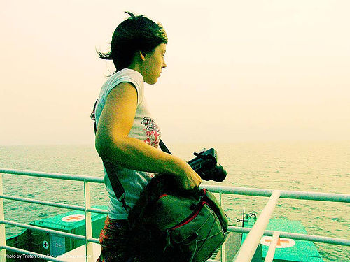 ko-chang-ferry - looking at the sea - anke-rega, cross-processed, woman