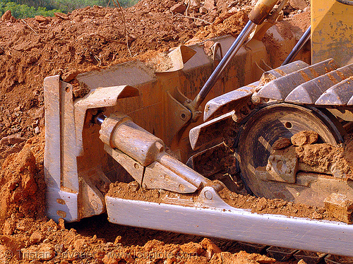 komatsu d50p bulldozer - blade - vietnam, at work, cao bằng, groundwork, komatsu bulldozer, komatsu d50p, plow, road construction, roadworks, working