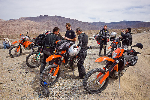 ktm motorcycles in death valley, adv rider, adventure rider, death valley, dual-sport, ktm, motorcycle touring, noobs rally, saline valley