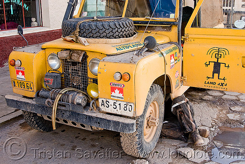 land rover series ii, 4wd, 4x4, all-terrain, bolivia, car, expedition, front, land rover series ii, man, mechanic, pto winch, under, uyuni, yellow