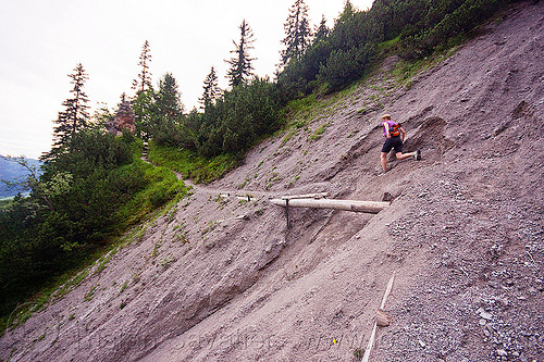 landslide - mountain hiking, austria, austrian alps, hiking, landslide, mountains, rugged, saalfelden, steep, susi, trail, woman