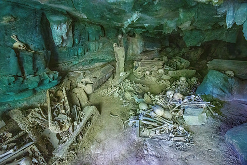 latea cave burial site - human skeletons and skulls, burial site, cemetery, coffins, graveyard, gua latea, human bones, human skulls, latea burial caves, latea cave, skeletons