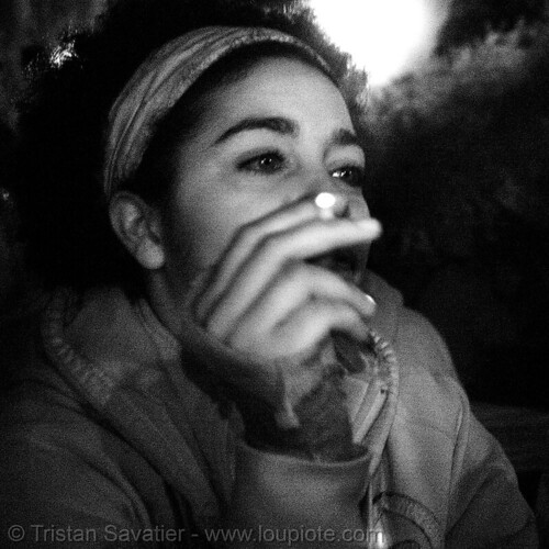 layla smoking cigarette - infrared photo, cigaret, layla, near infrared, night, smoking, woman