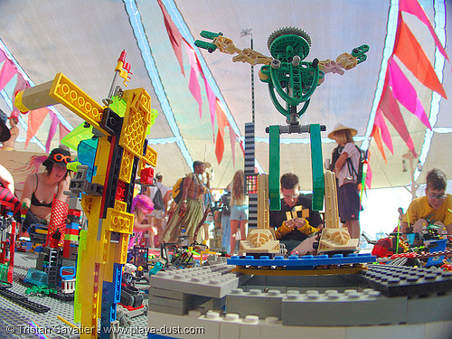 lego man - lego installation by benjamin jones - burning man 2005, art installation, benjamin jones, lego