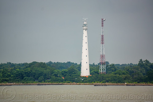 lighthouse near surabaya, boat, cargo ship, madura strait, merchant ship, surabaya