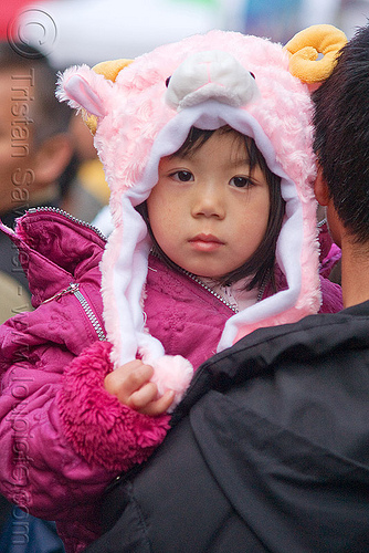 little chinese girl with pink fuzzy hat, child, chinatown, chinese new year, fuzzy, hat, kid, little girl, lunar new year, pink