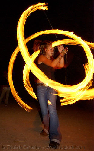 maddie spinning fire poi (san francisco), fire dancer, fire dancing, fire performer, fire poi, fire spinning, maddie, night, spinning fire