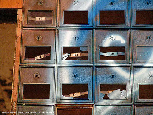 mail-boxes - graffiti - abandoned hospital (presidio, san francisco), abandoned building, abandoned hospital, graffiti, presidio hospital, presidio landmark apartments, trespassing