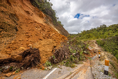 major landslide completely blocking mountain road, bada valley road landslide, men, mountain road, road to bada valley