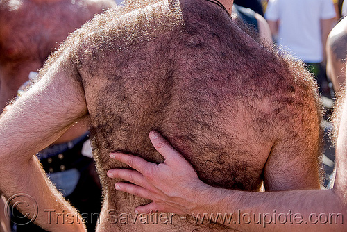 man with hairy back - up your alley fair (san francisco), fur, hairy back, hairy man
