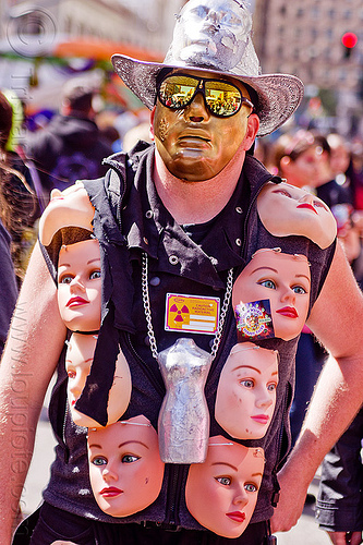 man with masks costume - how weird street faire (san francisco), costume, hat, man, mannequin planet, masks