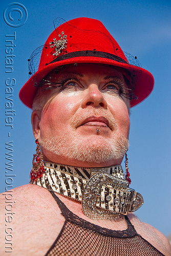 man with red hat and belt collar - folsom street fair 2009 (san francisco), collar, man, red hat