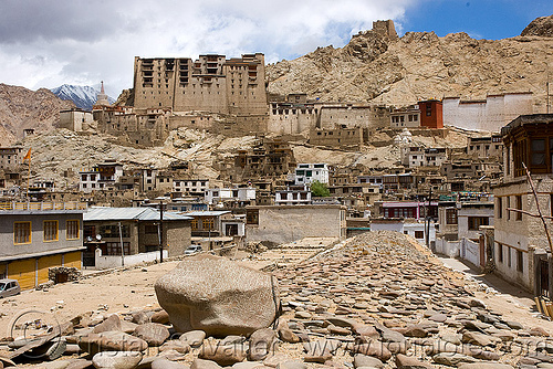 mani stones - leh - ladakh (india), carved, ladakh, leh, mani stones, mani wall, mountains, prayer stone wall, prayer stones, tibetan, लेह