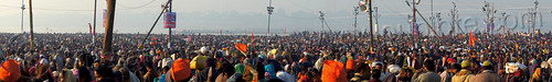 millions of hindu devotees gather at the kumbh mela (india), crowd, hindu pilgrimage, hinduism, kumbh maha snan, kumbh mela, mauni amavasya, panorama, triveni sangam