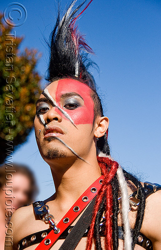 mohawh and face paint - folsom street fair 2008 (san francisco), angel boy, dreadfalls, face painting, facepaint, john, makeup, man, mohawk hair