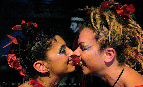 monika and rising - LSD fuego, bohemian carnival, friends, kiss, kissing, rising, women