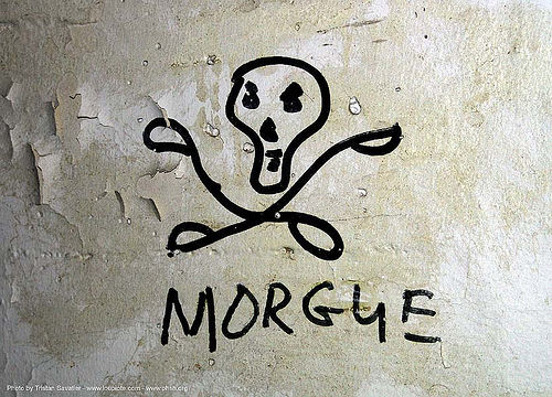 morgue - tag - skull - abandoned hospital (presidio, san francisco), abandoned building, abandoned hospital, graffiti, presidio hospital, presidio landmark apartments, trespassing