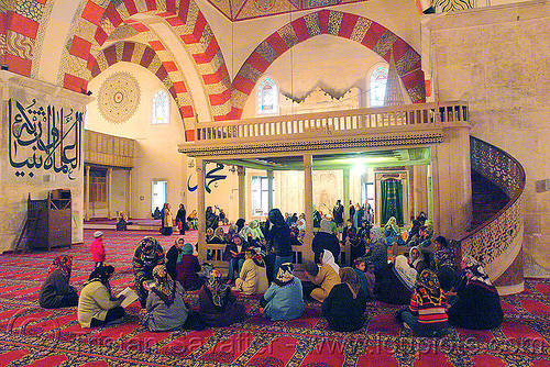 mosque women corner, arabic, calligraphy, carpet, edirne, eski camii, eski mosque, faith, hijab, holy book, inside, interior, islam, koran, muslim, praying, quraan, quran, reading, scriptures, sitting, stairs, studying, vaults, verses, women