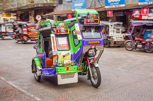 motorized tricycle (philippines), bontoc, colorful, motorcycle, motorized tricycle, sidecar, tricycle philippines