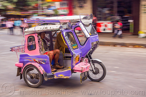 motorized tricycle (philippines), bontoc, colorful, man, motorcycle, motorized tricycle, passenger, sidecar, sitting, tricycle philippines