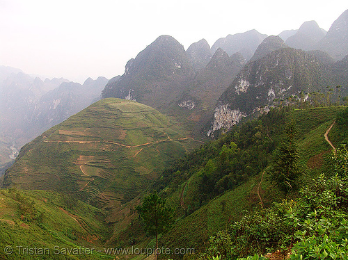 mountain karstic landscape (vietnam), landscape, mountain river, mountains, nho que, nho qué