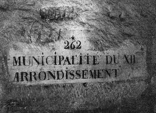municipalité du xii-eme arrondissement - catacombes de paris - catacombs of paris (off-limit area), 262, cave, clandestines, illegal, plate, sign, underground quarry