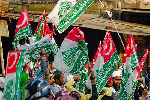muslim flags with islamic symbols - eid-milad-un-nabi muslim festival (india), crowd, eid e milad un nabi, eid e milād un nabī, flags, islam, mawlid, men, muhammad's birthday, muslim festival, muslim parade, nabi day, prophet's birthday, عید میلاد النبی, ईद मिलाद नबी