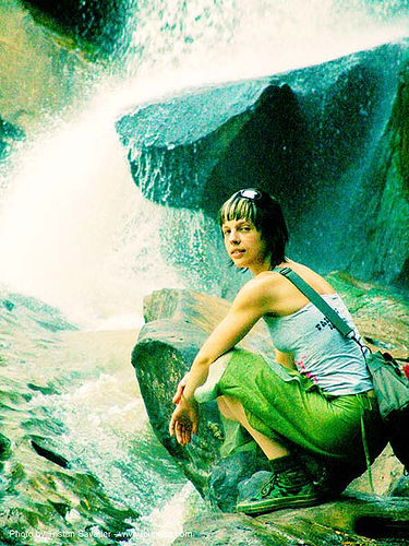 nam-tok-chat-trakan - thailand waterfall - anke-rega, cross-processed, falls, waterfall, woman