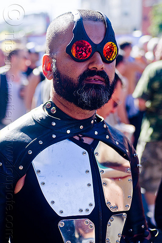 oakley over the top sunglasses and armored plates costume, armored plates, armoured plates, beard, body armor, body armour, fashion, man, metal plates, mirror sunglasses, oakley over the top