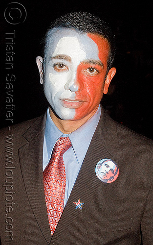 obama - ghostship halloween party on treasure island (san francisco) - space cowboys, face painting, facepaint, ghostship 2008, halloween, makeup, man, obama, suit