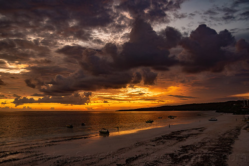 ocean sunset on bira beach, beach, clouds, horizon, landscape, ocean, pantai, sea, seascape, sunset