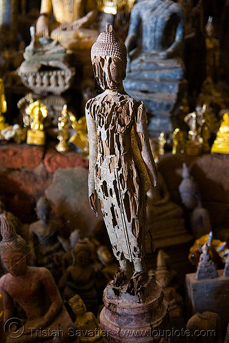 old damaged buddha statues - lower pak ou cave near luang prabang (laos), buddha images, buddha statues, buddhism, caving, damaged, luang prabang, natural cave, old, pak ou caves temples, sculpture, spelunking, statue