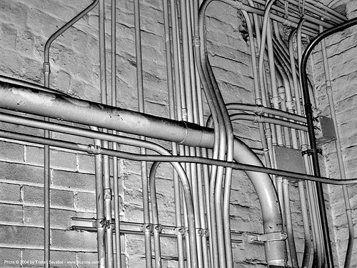 old mint - pipes on wall - utilities - san francisco, basement, pipes, san francisco old mint, wall piping