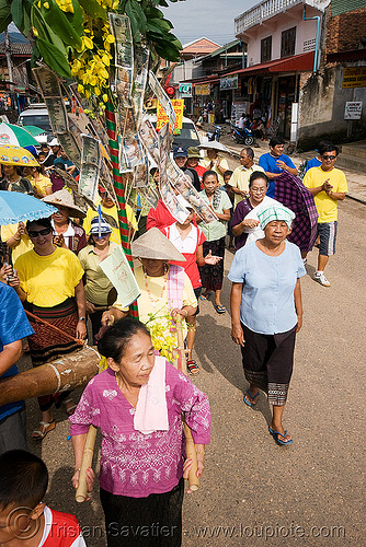 parading the giant bamboo fireworks rocket - vang vieng (laos), bamboo rocket, fireworks, parade, pyrotechnics, vang vieng