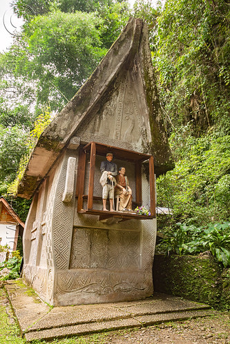 patane tomb with tau-tau effigies - kete-kesu traditional toraja burial site, cemetery, effigies, grave, graveyard, kete kesu burial site, liang, tana toraja, tau-tau, tomb