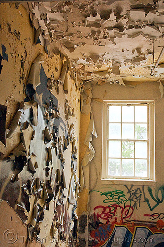 peeling paint - abandoned hospital (presidio, san francisco), abandoned building, abandoned hospital, graffiti, peeling paint, presidio hospital, presidio landmark apartments, trespassing