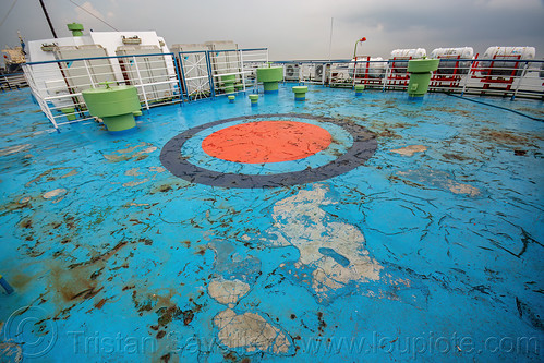 peeling paint on upper deck of ferryboat (indonesia), boat, dharma ferry, ferryboat, ship, surabaya