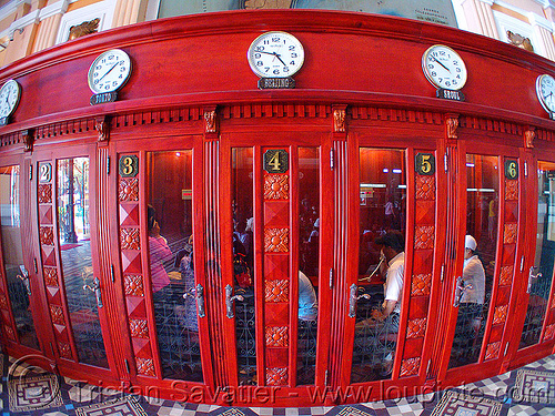 phone booths - vietnam, clocks, doors, ho chi minh city, phone booths, post office, red, saigon, telephone booths, vietnam