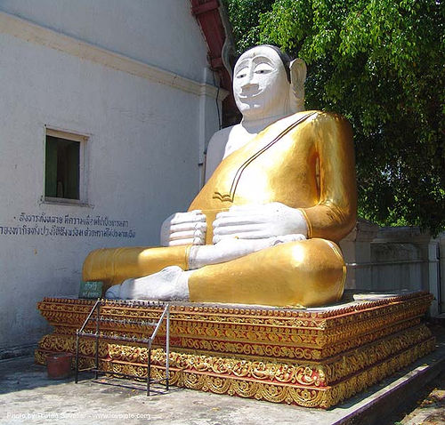 phra sangkajai statue - he looks like a fat buddha - thailand, buddha image, buddhism, chiang mai, cross-legged, fat buddha, laughing buddha, phra sangkachai, phra sangkajai, พระสังกัจจายน์