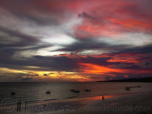 pink and yellow sunset sky at bira beach, bira beach, horizon, ocean, pantai bira, sea, seascape, sunset