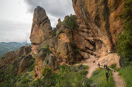 pinnacles national park (california) - juniper canyon trail, cliff, hiking, landscape, pinnacles national park, rock formations, trail, woman