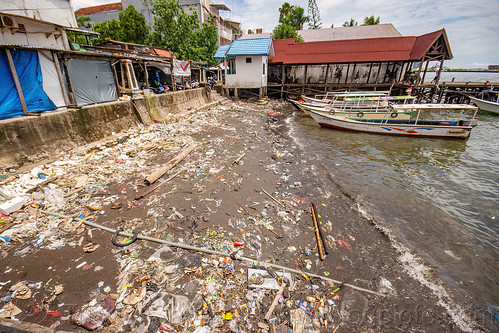 plastic trash on the beach - makassar (indonesia), beach, environment, garbage, makassar, pantai, plastic trash, pollution, seashore, single use plastics
