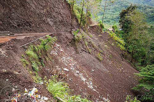 plastic trash on the road side (philippines), cordillera, environment, garbage, philippines, plastic trash, pollution, road, single use plastics