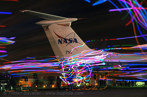 playa flies at moffett field, chinchilla camp, glowing, led lights, michael brown, moffett field, nasa ames research center, nasa logo, playa flies, yurisnight