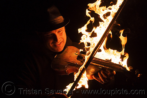 playing fire violin, david shuttleworth, fire performer, fire violin, firish, man, night, playing, violinist